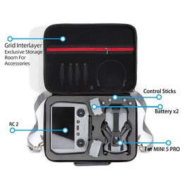 For DJI Mini 5 Pro & RC 2 / RC-N3 Remote Control Nylon Storage Bag Portable Travel Shoulder Bag(Gray)