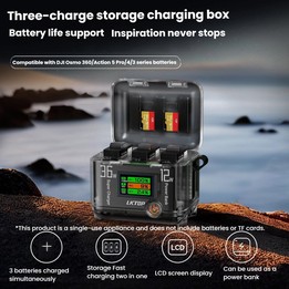 LKTOP ACG247 Multi-Functional Battery Charging Organizer For DJI Osmo 360 / Action 5 Pro / Action 4 / Action 3