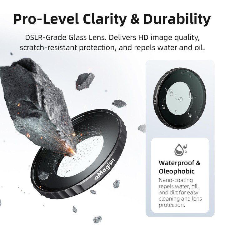 For Insta360 GO Ultra aMagisn Waterproof Filter Aluminum Alloy Frame Anti-fog Lens ND8/16/32+CPL