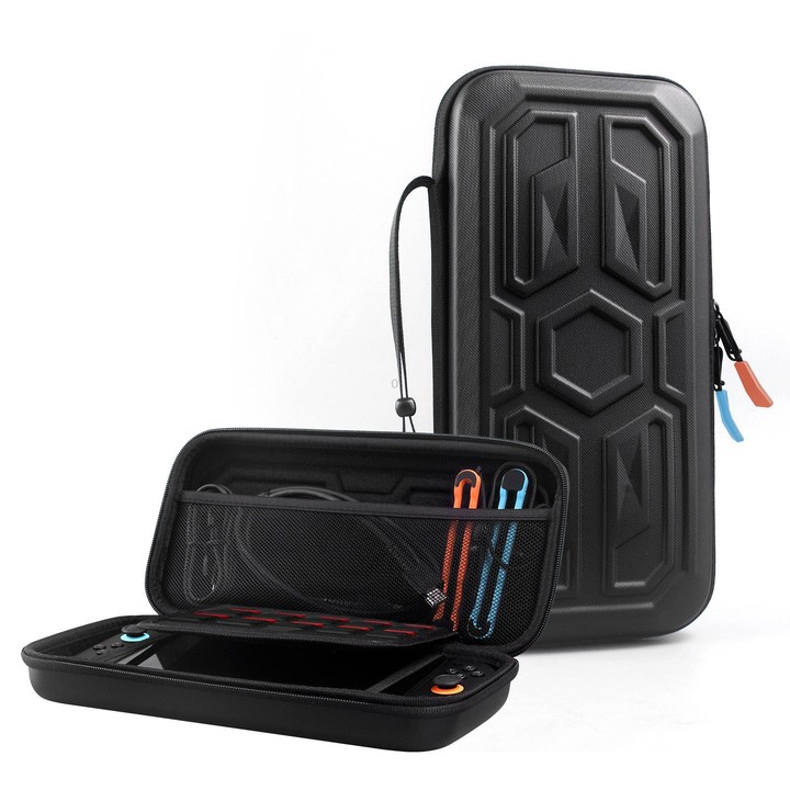 For Nintendo Switch 2 Mecha Style Hard Protective Case Portable Shockproof Carrying Storage Bag(Black)