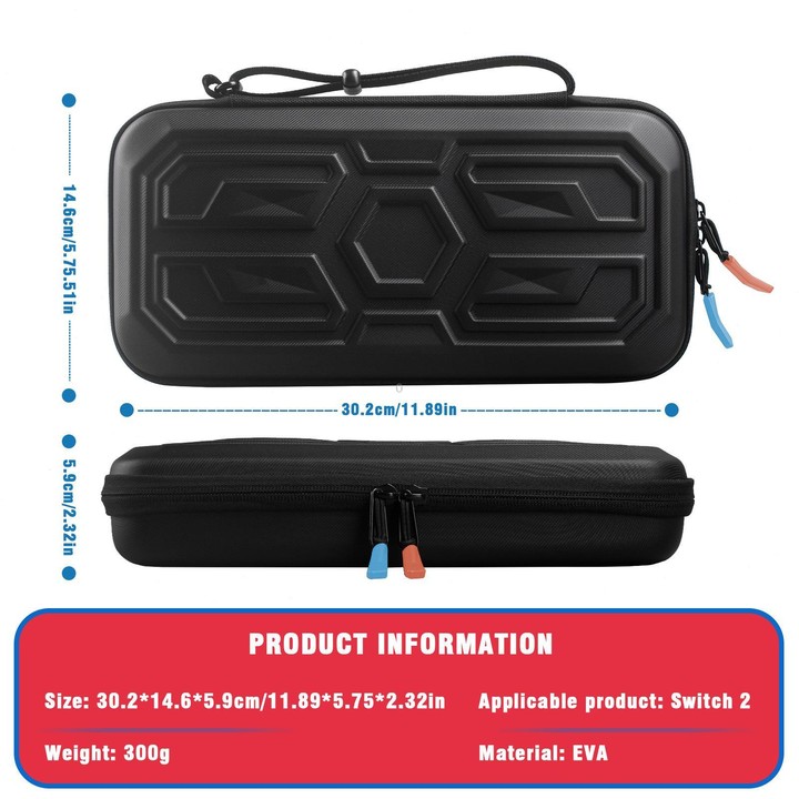For Nintendo Switch 2 Mecha Style Hard Protective Case Portable Shockproof Carrying Storage Bag(Black)