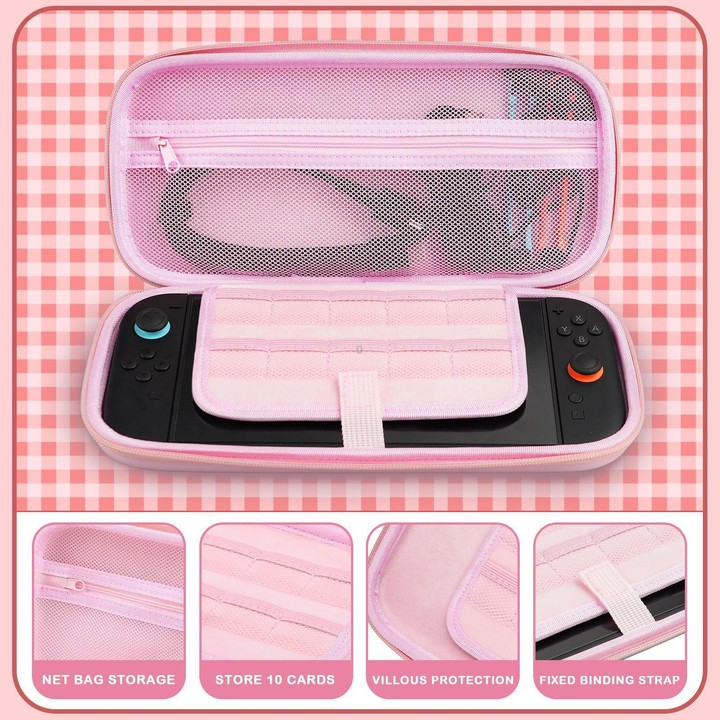For Nintendo Switch 2 Sakura Accessories Bundle Portable Carrying Case with Shell, 4 Thumb Grips, Screen Protector & Stand