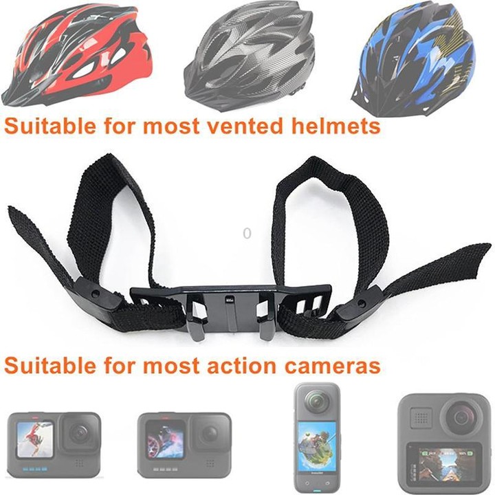 Universal Bike Helmet Camera Mount Adjustable Strap For Vented/Skeleton Helmets Compatible With GoPro, Insta360, DJI and Other A