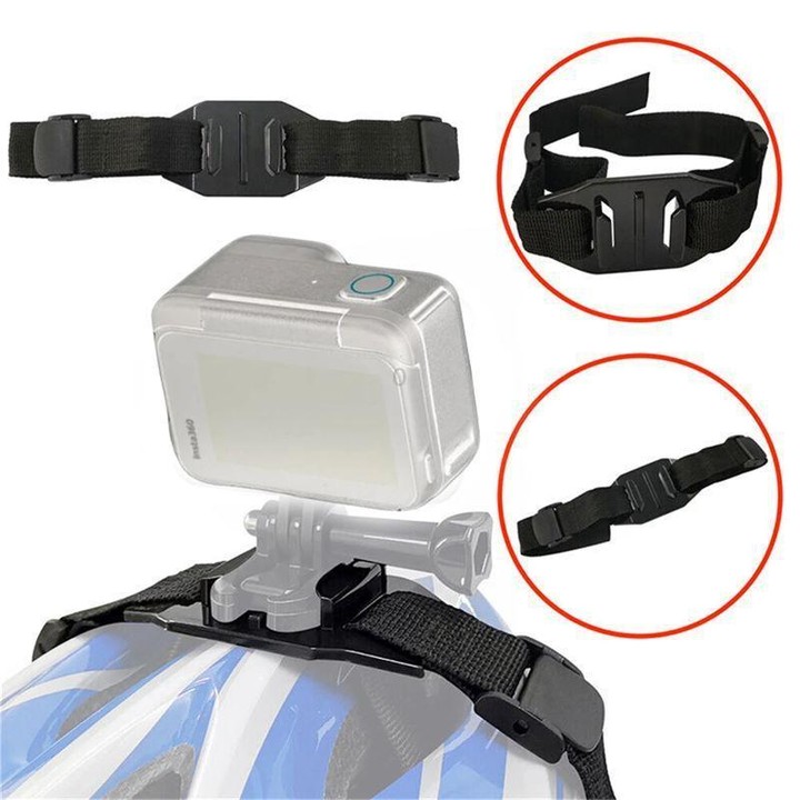 Universal Bike Helmet Camera Mount Adjustable Strap For Vented/Skeleton Helmets Compatible With GoPro, Insta360, DJI and Other A