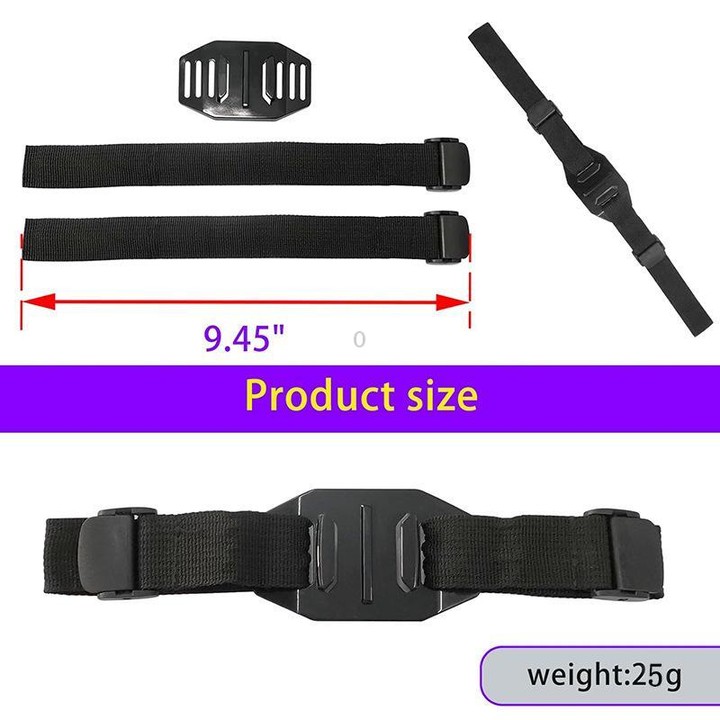 Universal Bike Helmet Camera Mount Adjustable Strap For Vented/Skeleton Helmets Compatible With GoPro, Insta360, DJI and Other A