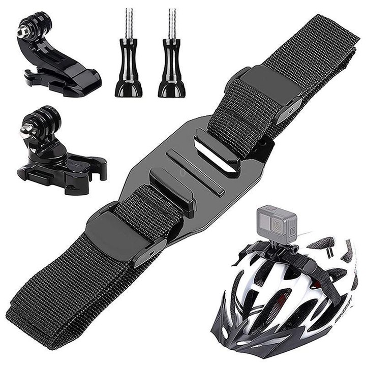 Universal Bike Helmet Camera Mount Adjustable Strap For Vented/Skeleton Helmets Compatible With GoPro, Insta360, DJI and Other A