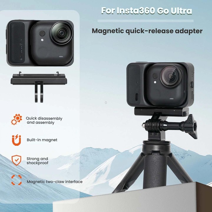 For Insta360 GO Ultra Magnetic Quick-Release Adapter Mount Aluminum Alloy Expandable Accessory(Black)