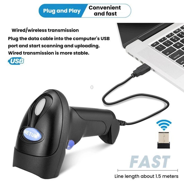 NETUM Quick QR Code Scanner Handheld Supermarket Cashier QR Code Scanner, Spec: Wireless 2D