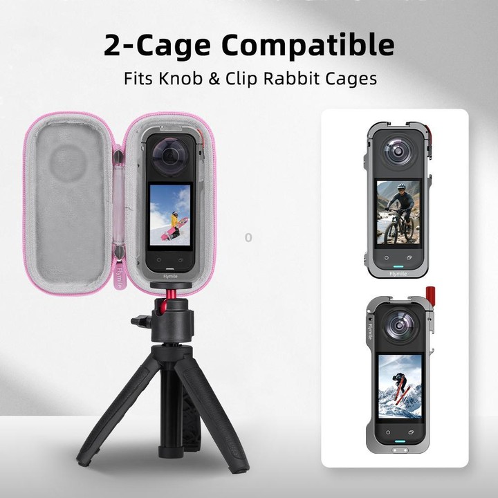 For Insta360 X5 Flymile Panoramic Camera Cage-Style Handheld Storage Bag(Pink)
