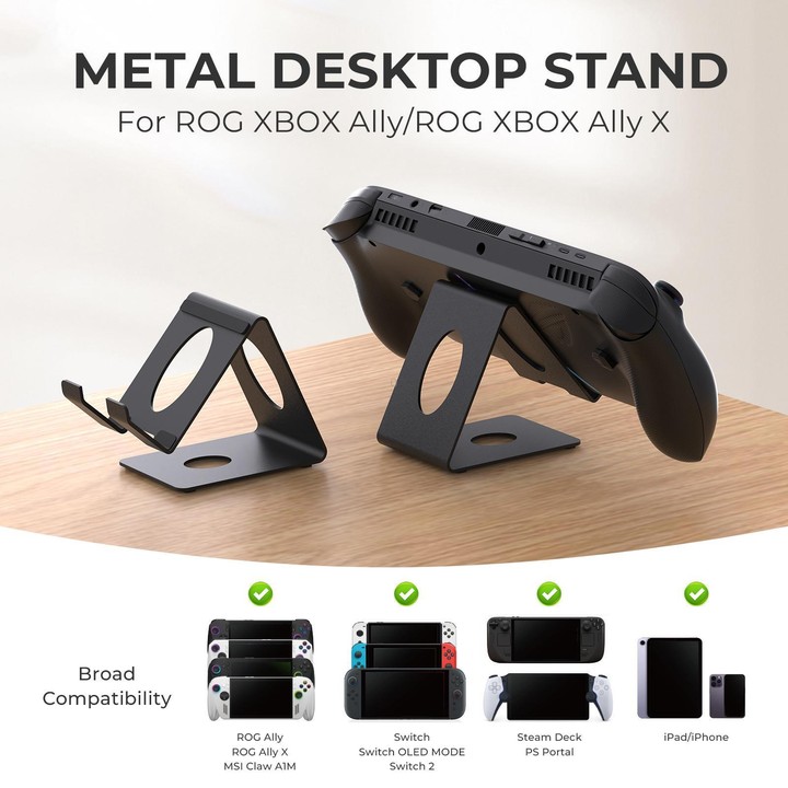 JYS Universal Metal Desktop Stand for Handheld Consoles Compatible with ROG Xbox Ally/X, Switch, Steam Deck & Lenovo Legion Go(B