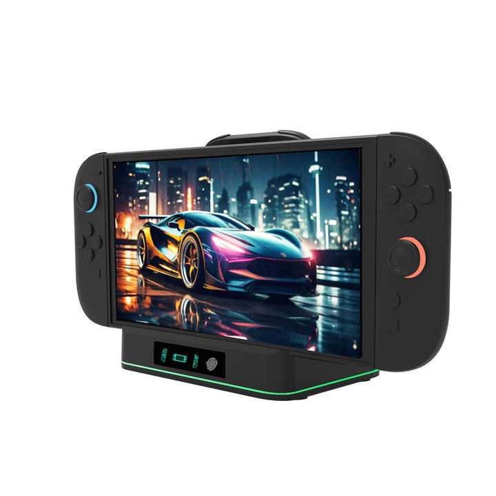 KJH RGB LED Charging Dock for Nintendo Switch 2 & Joy-Con Controller Fast Charging Station(Black)