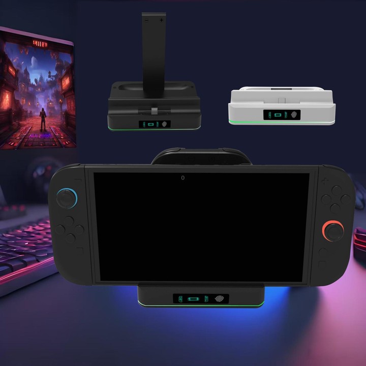 KJH RGB LED Charging Dock for Nintendo Switch 2 & Joy-Con Controller Fast Charging Station(Black)