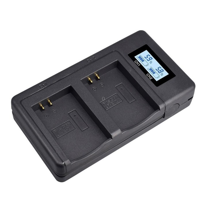 For Canon LP-E12 Dual Battery Digital LCD Charger