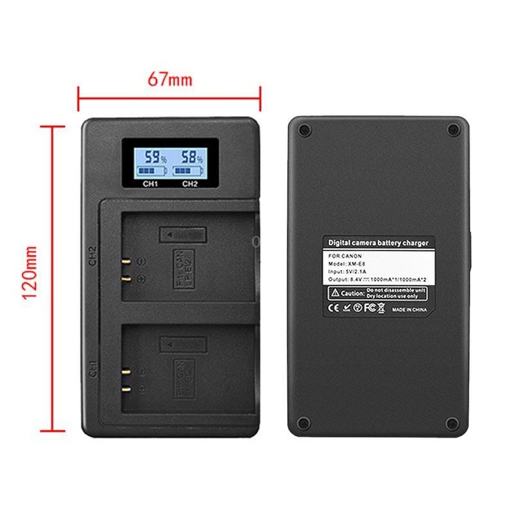For Canon LP-E12 Dual Battery Digital LCD Charger