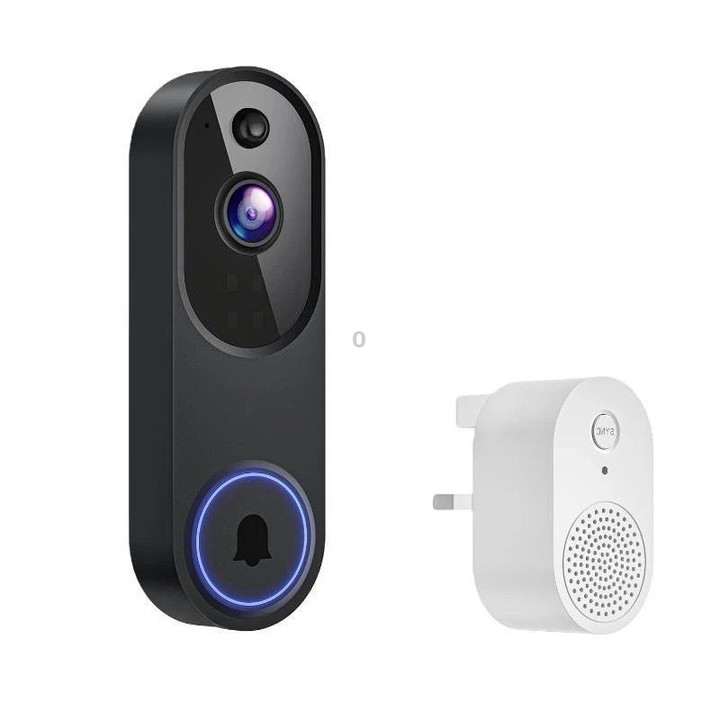 HD Night Vision Smart Video Doorbell Wireless Voice Intercom Surveillance Electronic Peephole, Spec: Black + UK Plug Dingdong