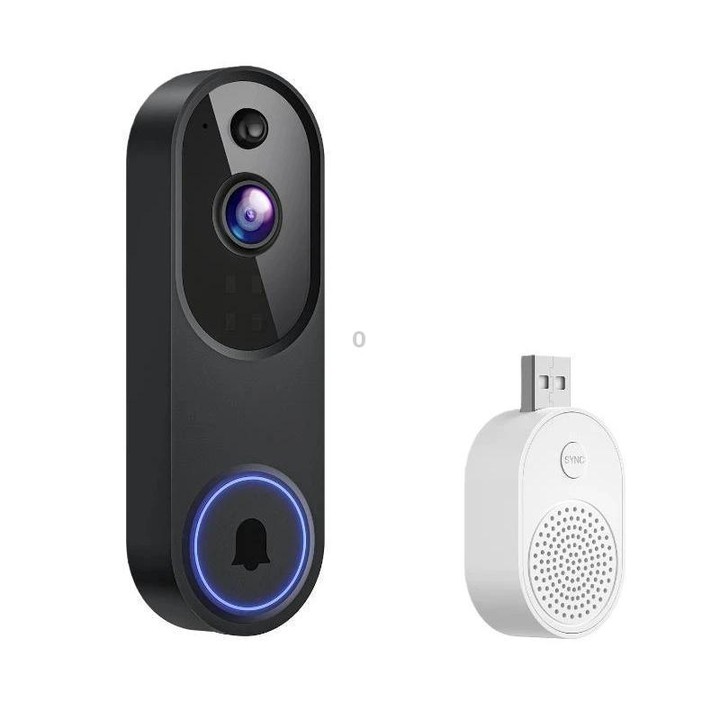 HD Night Vision Smart Video Doorbell Wireless Voice Intercom Surveillance Electronic Peephole, Spec: Black + USB Dingdong