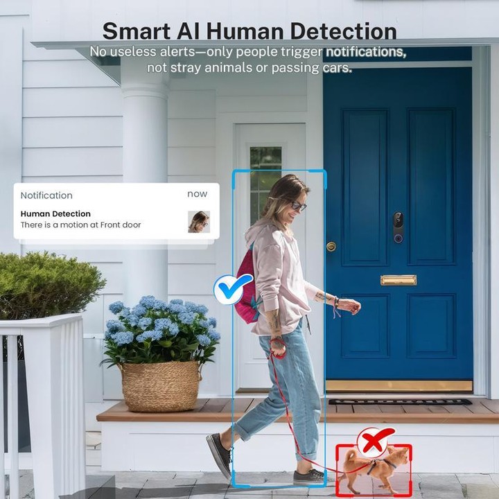 HD Night Vision Smart Video Doorbell Wireless Voice Intercom Surveillance Electronic Peephole, Spec: Beige + US Plug Dingdong