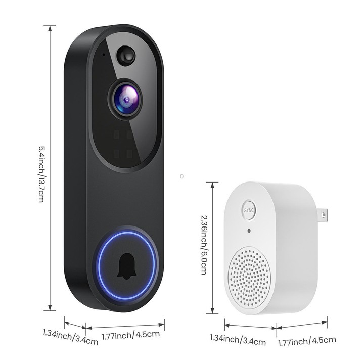 HD Night Vision Smart Video Doorbell Wireless Voice Intercom Surveillance Electronic Peephole, Spec: Beige + UK Plug Dingdong