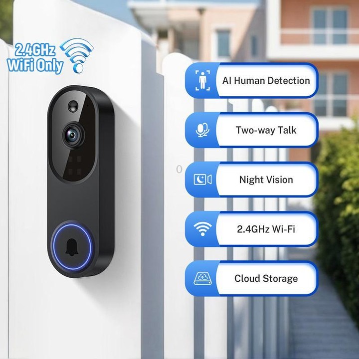 HD Night Vision Smart Video Doorbell Wireless Voice Intercom Surveillance Electronic Peephole, Spec: Silver + USB Dingdong