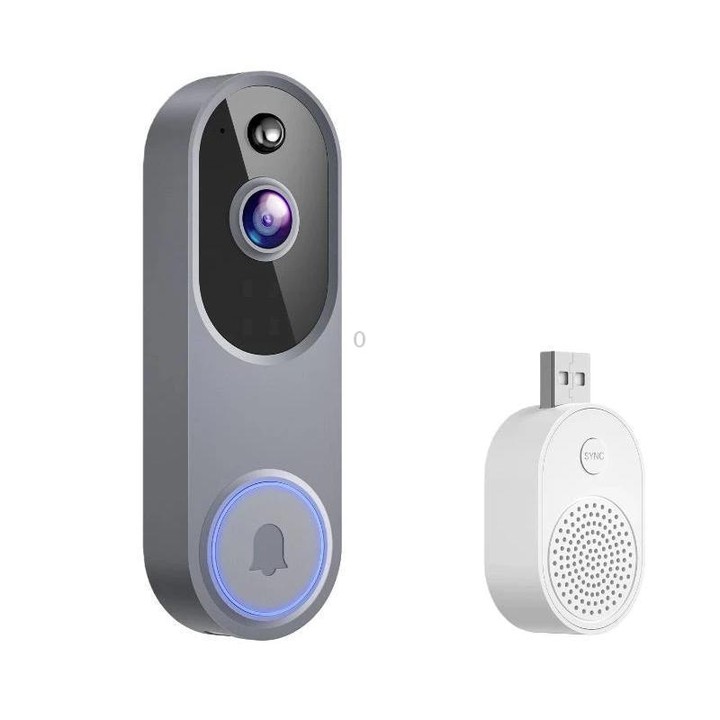 HD Night Vision Smart Video Doorbell Wireless Voice Intercom Surveillance Electronic Peephole, Spec: Silver + USB Dingdong