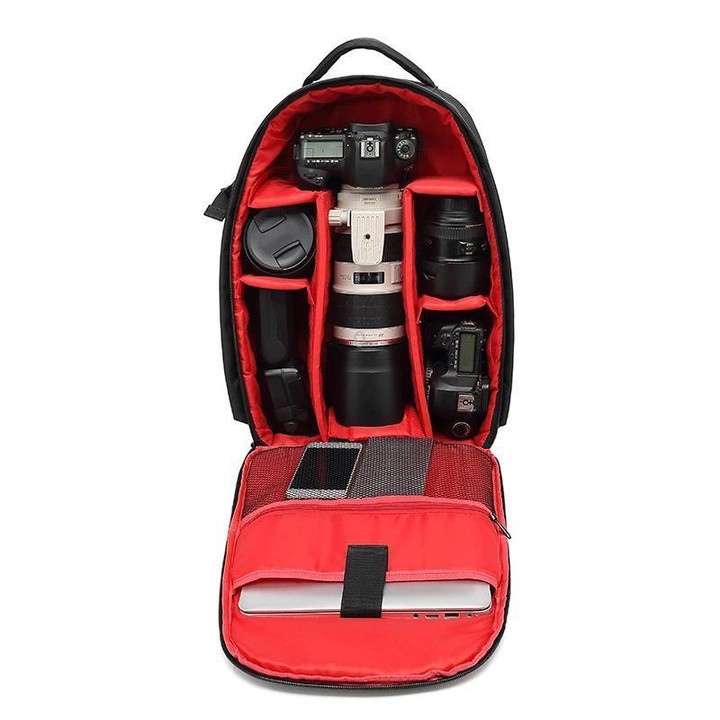 Outdoor Waterproof Large Capacity DSLR Camera Bag Multi-Functional Laptop Backpack(Purple)