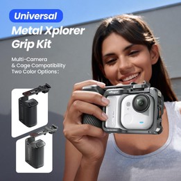 aMagisn Universal Camera Metal Xplorer Grip Kit For DJI Osmo Action 5 Pro/4/3, Insta360 GO Ultra/Ace Pro 2/Ace, GoPro HERO13 Bla