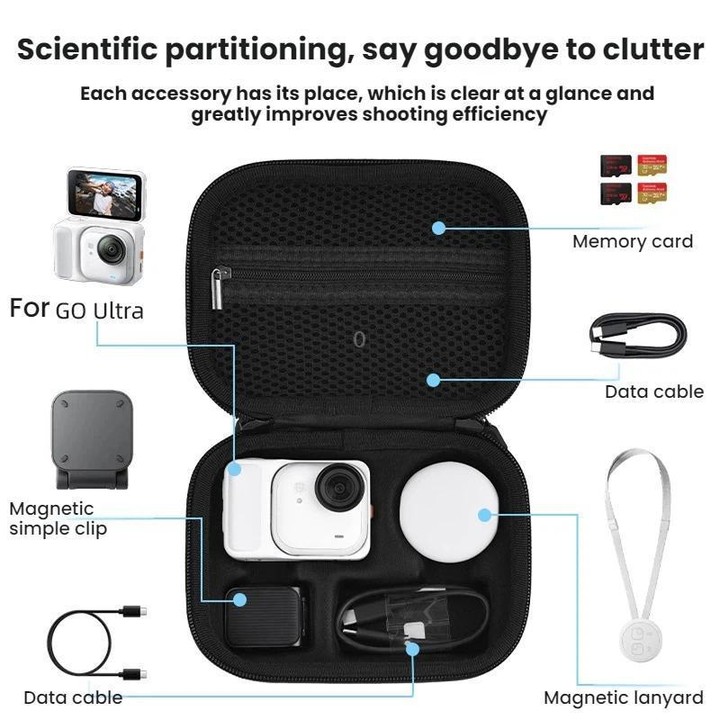 For Insta360 Go Ultra BRDRC Portable Accessory Storage Bag(Black)