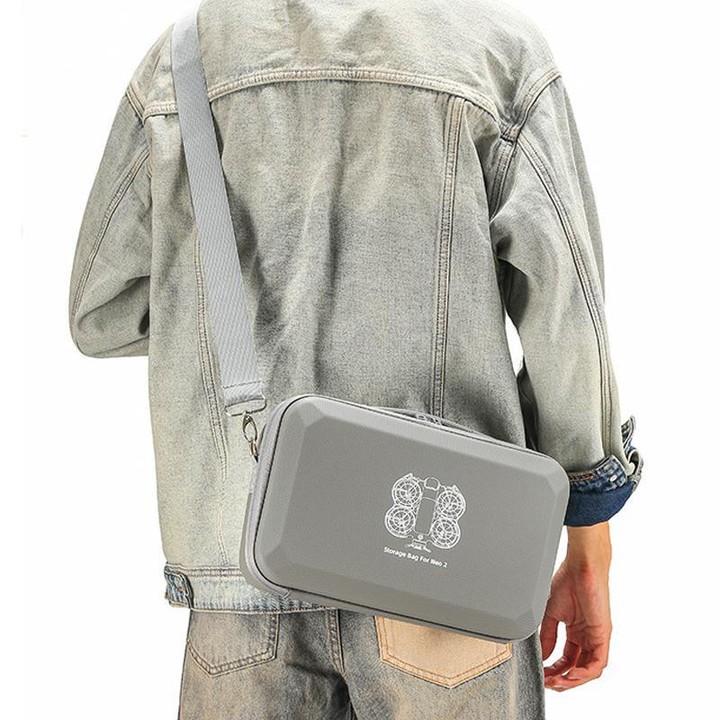 For DJI Neo 2 Fly More Combo Hard Shell Carrying Case Custom-Molded Sling Bag(Gray)