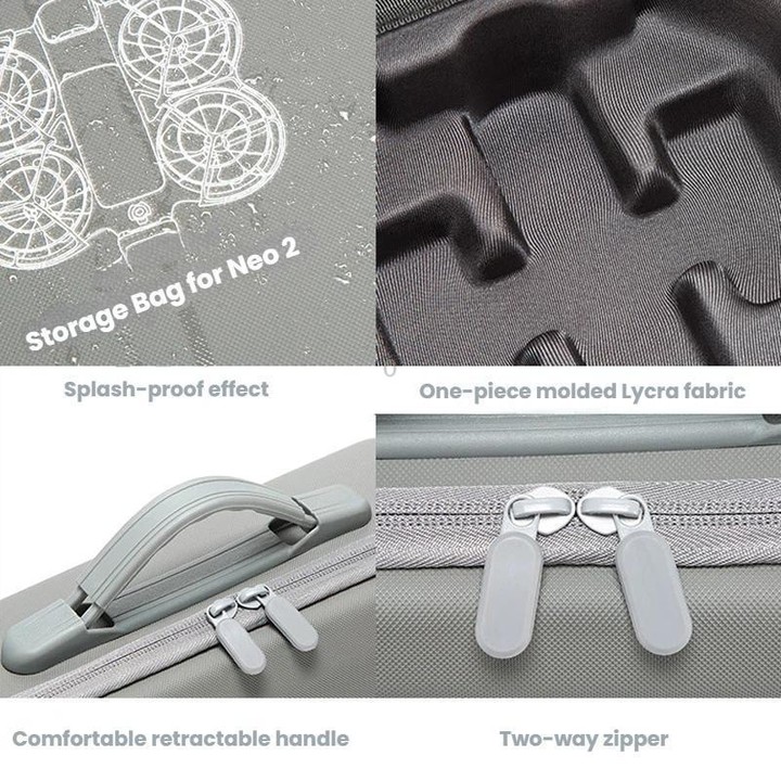 For DJI Neo 2 Fly More Combo Hard Shell Carrying Case Custom-Molded Sling Bag(Gray)