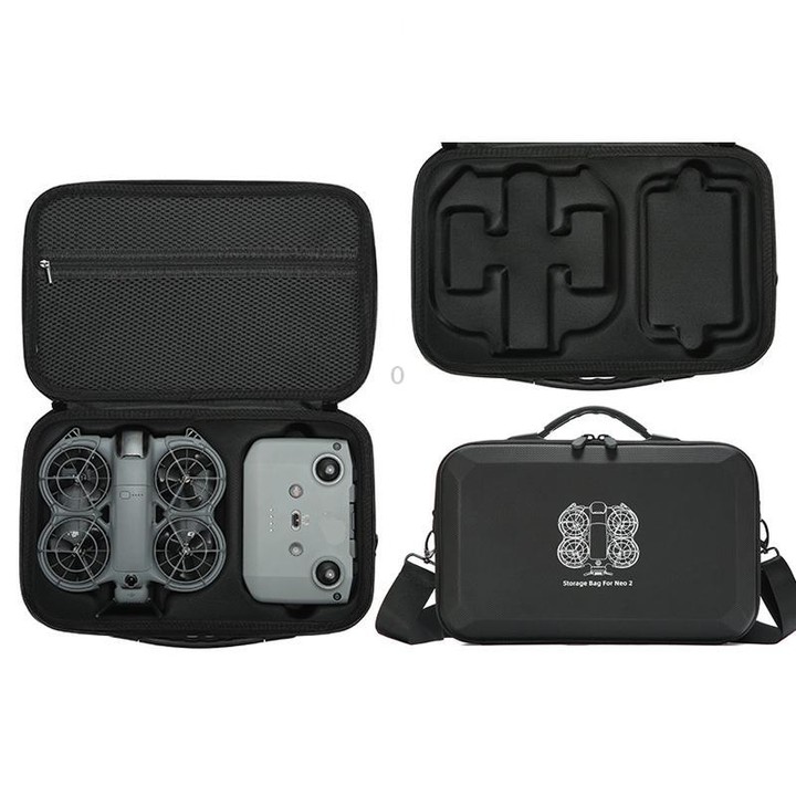 For DJI Neo 2 Fly More Combo Hard Shell Carrying Case Custom-Molded Sling Bag(Black)