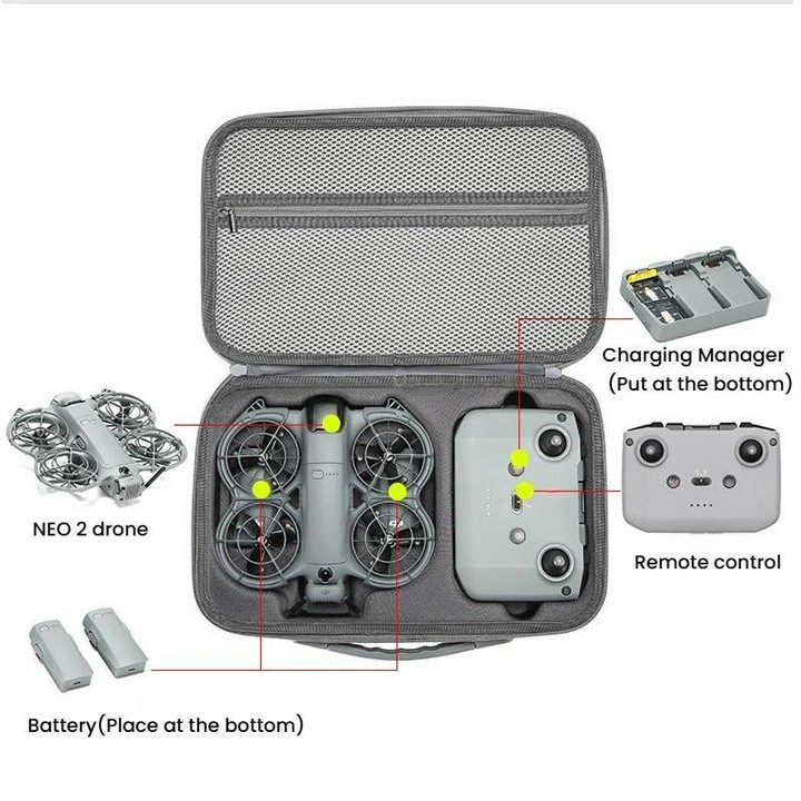 For DJI Neo 2 Fly More Combo Hard Shell Carrying Case Custom-Molded Sling Bag(Black)