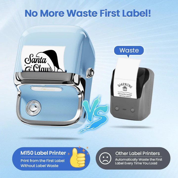 Phomemo M150 Bluetooth Thermal Printer Rechargeable Inkless Barcode Label Maker(Sky Blue)