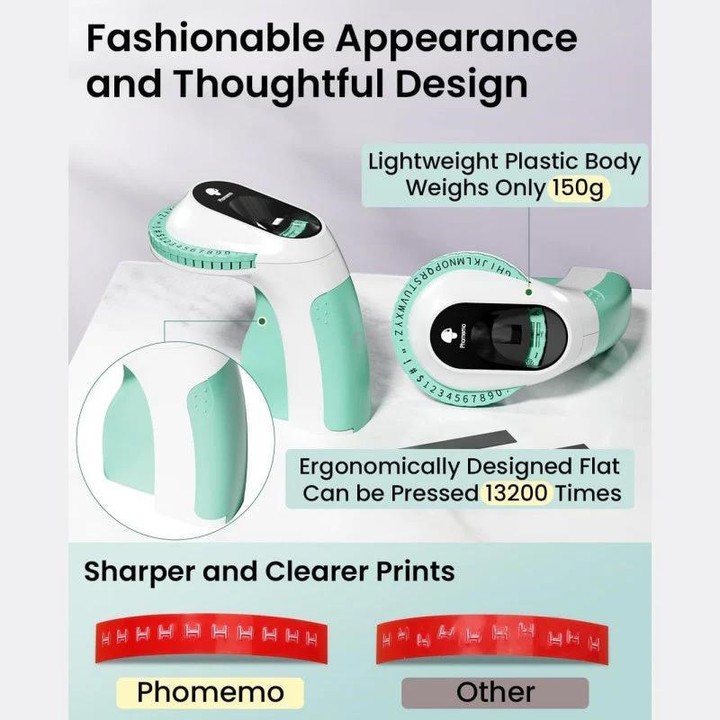 Phomemo E975 Portable Mechanical Embossing Label Maker 9mm Printing Width With 3 Tapes Green