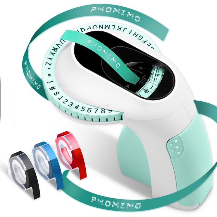 Phomemo E975 Portable Mechanical Embossing Label Maker 9mm Printing Width With 3 Tapes Green