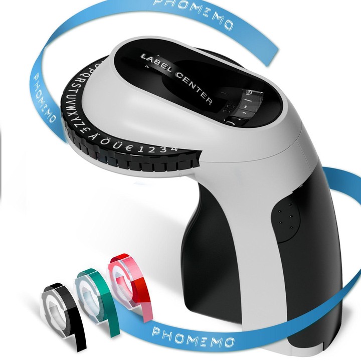 Phomemo E975 Portable Mechanical Embossing Label Maker 9mm Printing Width With 3 Tapes Black