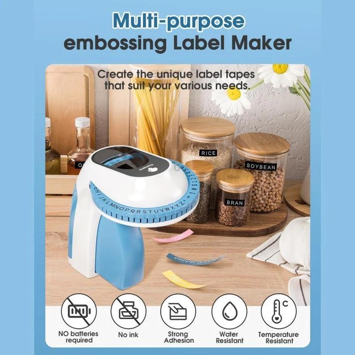 Phomemo E975 Portable Mechanical Embossing Label Maker 9mm Printing Width With 6 Tapes Green