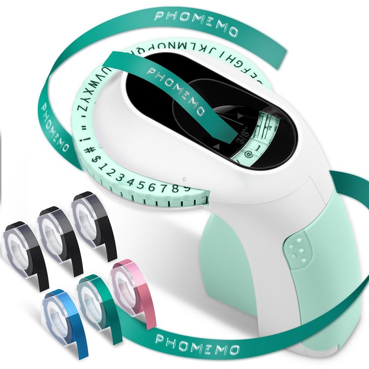 Phomemo E975 Portable Mechanical Embossing Label Maker 9mm Printing Width With 6 Tapes Green