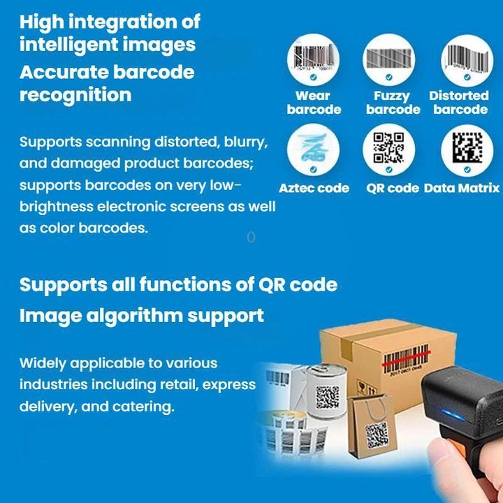 Z01D 2D Ring Bluetooth Scanner Mini Wireless Barcode Scanner For Warehouse Logistics