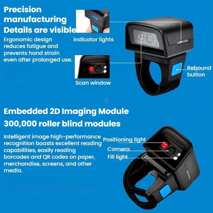 Z01D 2D Ring Bluetooth Scanner Mini Wireless Barcode Scanner For Warehouse Logistics