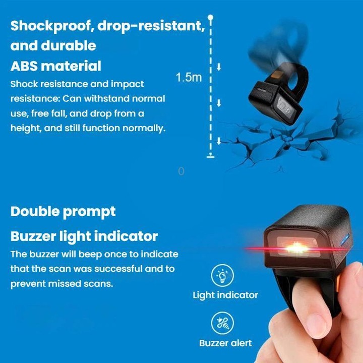 Z01D 2D Ring Bluetooth Scanner Mini Wireless Barcode Scanner For Warehouse Logistics