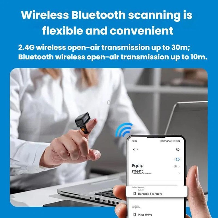 Z01D 2D Ring Bluetooth Scanner Mini Wireless Barcode Scanner For Warehouse Logistics