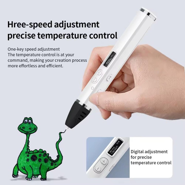 3D Printing Pen Kit With Detachable Body, HD OLED Screen & Precise Temperature Control – 3-Speed Adjustable Without Plug(Black)
