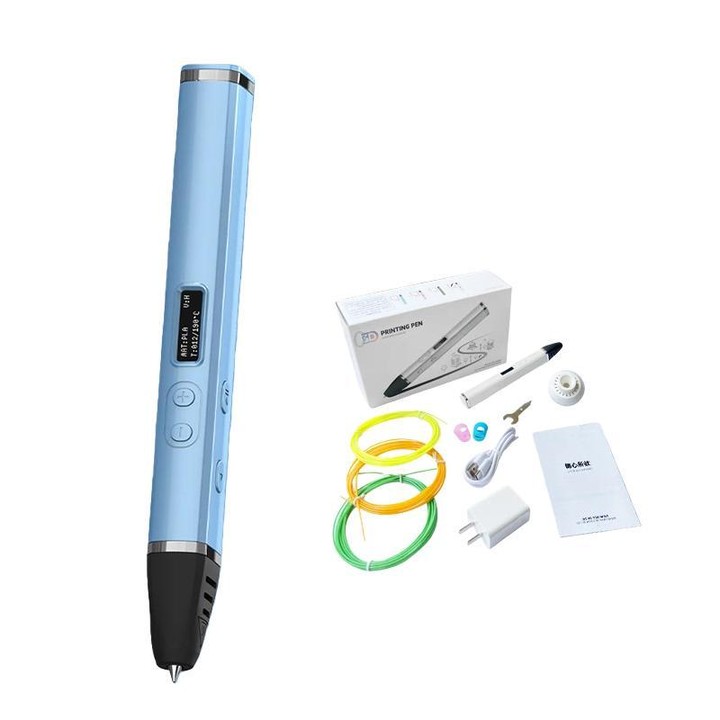 3D Printing Pen Kit With Detachable Body, HD OLED Screen & Precise Temperature Control – 3-Speed Adjustable US Plug(Blue)