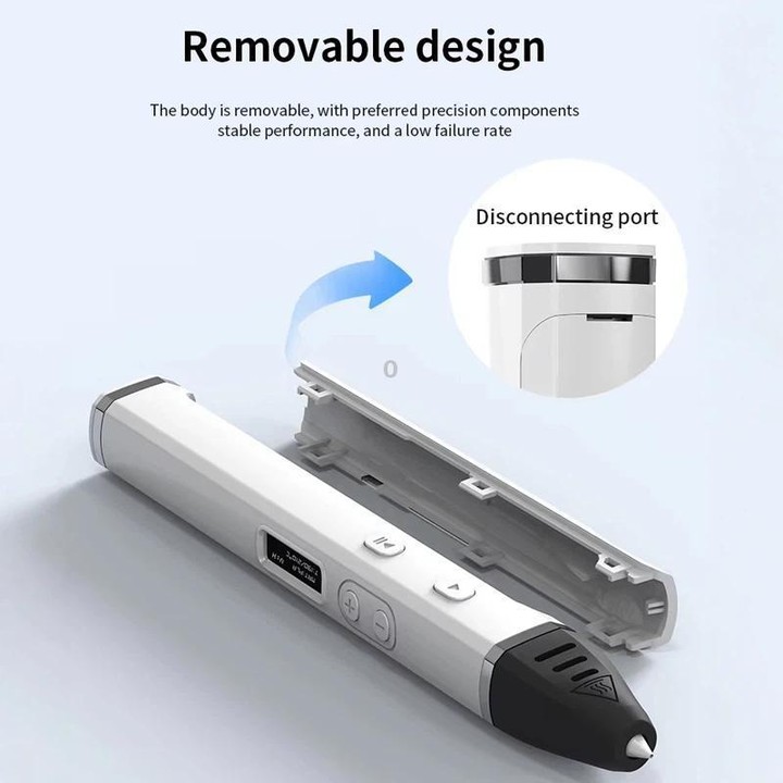 3D Printing Pen Kit With Detachable Body, HD OLED Screen & Precise Temperature Control – 3-Speed Adjustable EU Plug(Blue)