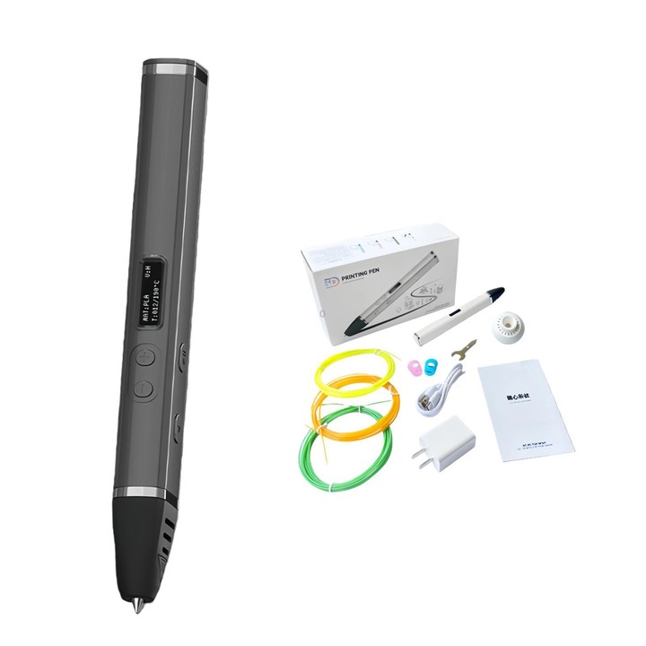 3D Printing Pen Kit With Detachable Body, HD OLED Screen & Precise Temperature Control – 3-Speed Adjustable EU Plug(Black)