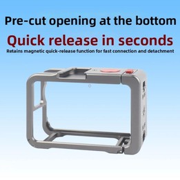 For DJI Osmo Action 6 Metal Extension Cage Protective Frame with Cold Shoe Mount(Gray)