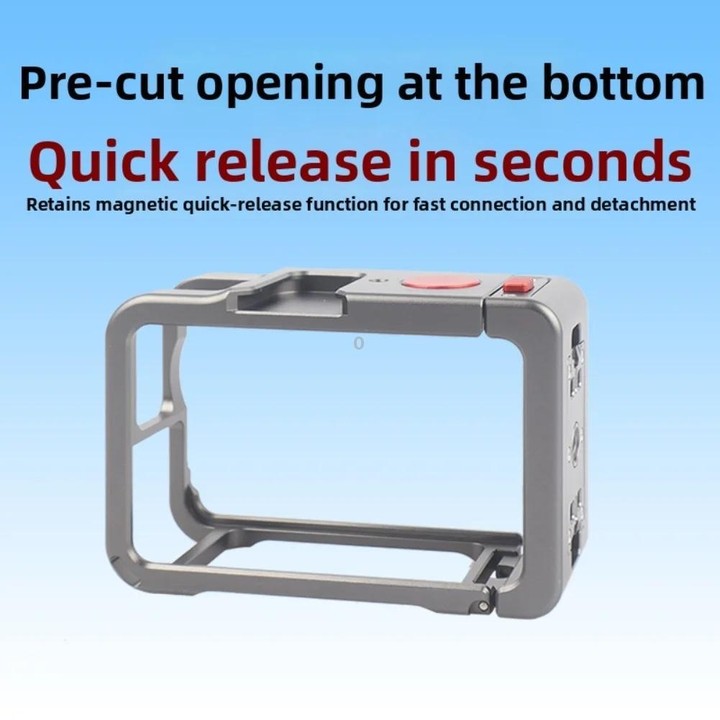 For DJI Osmo Action 6 Metal Extension Cage Protective Frame with Cold Shoe Mount(Gray)