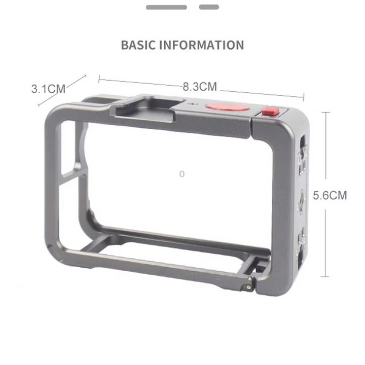 For DJI Osmo Action 6 Metal Extension Cage Protective Frame with Cold Shoe Mount(Gray)