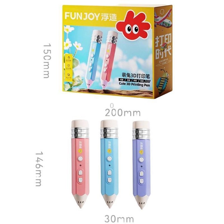 FUNJOY CH415-14 Rechargeable 3D Printing Pen With Indicator Light Kids Low Temperature 3D Stereo Pen, Spec: Blue+4 Rolls