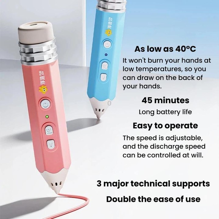 FUNJOY CH415-14 Rechargeable 3D Printing Pen With Indicator Light Kids Low Temperature 3D Stereo Pen, Spec: Blue+4 Rolls